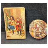 2 Vintage Style Christmas Santa Claus Children Tin