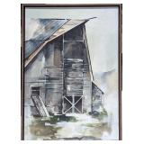 Framed Textured Barn Print On Canvas