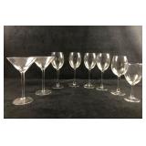 Lot Of 8 Mix Fine Glass Wine Cocktail Martini Cabe