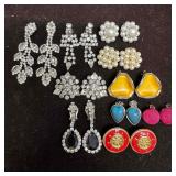 Vintage Costume Jewelry Earrings Rhinestone Pearl