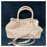 Vera Bradley Quilted Leather Satchel Handbag with