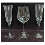 3 Crystal Champagne Flutes & Glass Large  Glass Wi