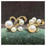 Mikimoto Pearls 14K Gold Four Pearl Accent Screw-B