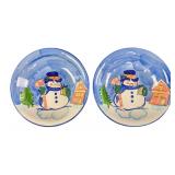 Two Emerald Station Casino Ceramic Snowman Bowls