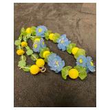 Murano Venetian Lamp Work Glass Blue Flower Bead B