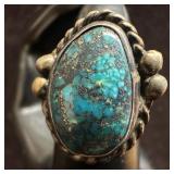 Neyshabur Turquoise Style Rope Bezel Silver Ring S