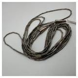 Liquid Silver Style Unmarked Four Strand Necklace