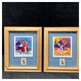 Pair of Framed Disney Beauty and The Beast Animati