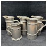 Set of Five Columbia Pewter Tankards Pitcher Set C