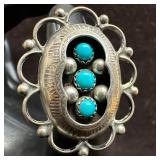 Navajo Native American Style Silver Turquoise Shad