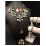 9pc Floral Pastel Mixed Costume Jewelry Lot