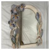 Decorative Floral Relief Wall Mirror with a Sculpt