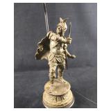 Antique Spelter Pot Metal Knight Warrior Lamp