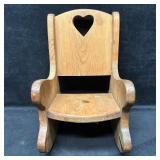 Handcrafted Wooden Doll Rocking Chair with Heart C