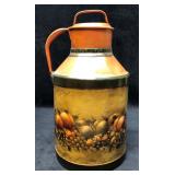 Vintage Painted Metal Milk Can with Lid