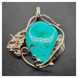 Sterling Silver Faux Turquoise Pendant