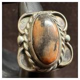 Petrified Wood Style Agate Silver Ring After Nativ