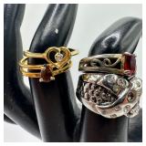 Gold Electroplate Jewelry Rings Diamond and Gemsto