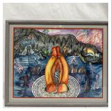 Surrealist Watercolor Mixed Media Painting by L. H