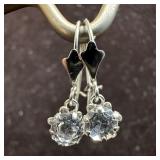 CZ Cubic Zirconia 14K White Gold Dangle Drop Earri