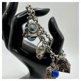Italian Etruscan Revival Charm Bracelet 800 Silver