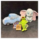 Three 3 Plush Toys Disney Cars Sally Ty Dumbo and