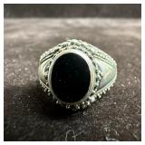 MWS Thailand Black Onyx 925 Silver Sterling Ring S