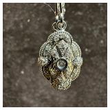 14K Mexico Gold Art Deco Style Diamond Dangle Drop