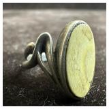 Silver Ring Wood Accent Setting Unmarked