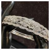 Floral Accent Diamond Encrusted Sterling Silver 92