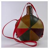 Vintage Multi Colored Leather Wrapped Glass Wine F