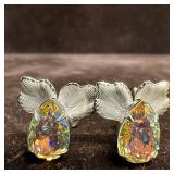 Aurora Borealis Rhinestone Style Sterling Silver C