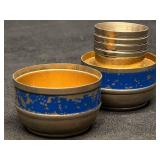 Mid Century 5pc Metal Silver and Blue Portable Nes