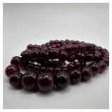 Red Garnet Beaded Sterling Silver Clasp Necklace X