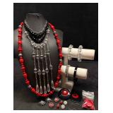 15pc Red and Black Cherry Jubilee Costume Jewelry