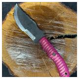 MHS Cutlery Fixed Blade Wooden Pink Handle Knife w
