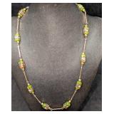Vintage Italian Murano Green Art Glass Bead Neckla