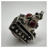 Carnelian Floral Ornate 800 Silver Filigree Charm