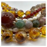 Five Strand Multi Gemstone Carnelian Smoky Quartz