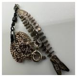 Sterling Silver Fish Skeleton 925 Necklace and Pen
