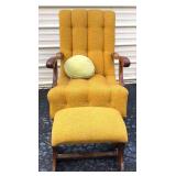 Mid-Century Modern Wood  Chair & Foot Stool