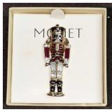 Monet Gold Tone Red Enamel Rhinestone Nutcracker B