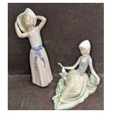 Retired Lladro Trying On A Straw Hat And Shepherde