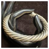 Ball Tip Cable Braided Silver Cuff Bracelet Mexico