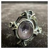 Art Nouveau Style Marcasite and Amethyst Stone Acc