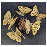 Vintage Mixed Metal Flower & Butterfly Art