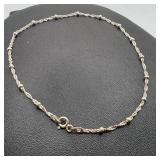 10" Sterling Chain Bracelet W/ Round Beads