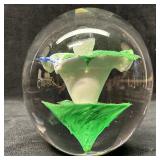 Studio Ahus Sweden Art Glass Paperweight Floral Ab