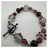 Purple Clear Art Glass Beaded Sterling Silver Acce
