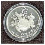 1991 WDW 20 Magical Years - .999 Fine Silver Coin